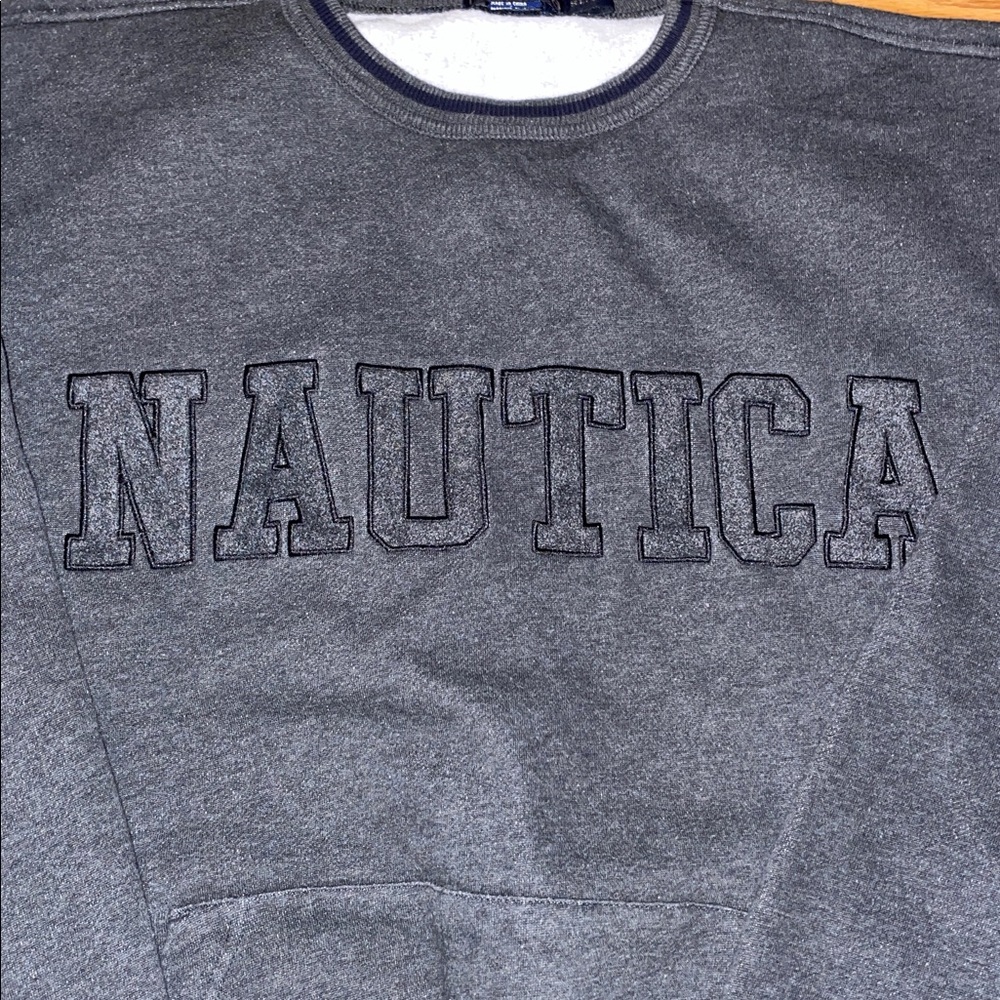 Vintage Nautica Charcoal Pigment Dyed Logo Crewneck Sweatshirt. Size XL